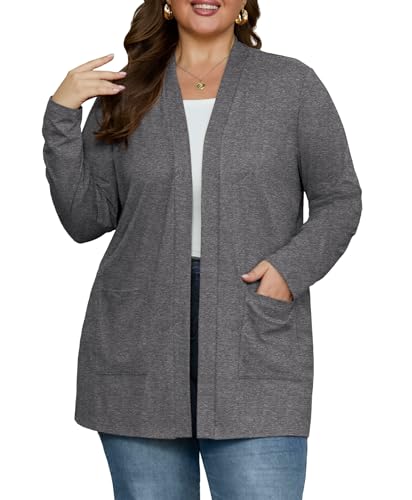 Image of OLRIK Plus Size Cardigan for Women 2026 Lightweight Open Front with Pockets
