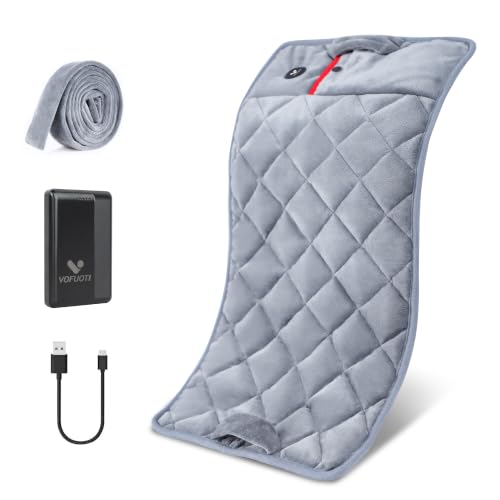 Vofuoti Portable Heating Pad, Cordless Weighted Heating Pads with 10000mAh Battery and 3 Heat Settings, Outdoor Electric Heated Pad for for Back, Abdomen, Neck & Shoulder, 12" x 24"