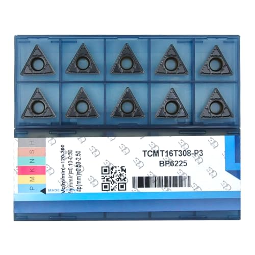 CDBP Insertos de Carburo de CNC TCMT16T308 tcmt32,52 - mecanizado universal de acero, plaquitas de torneado -recubrimiento TiN, 10 piezas