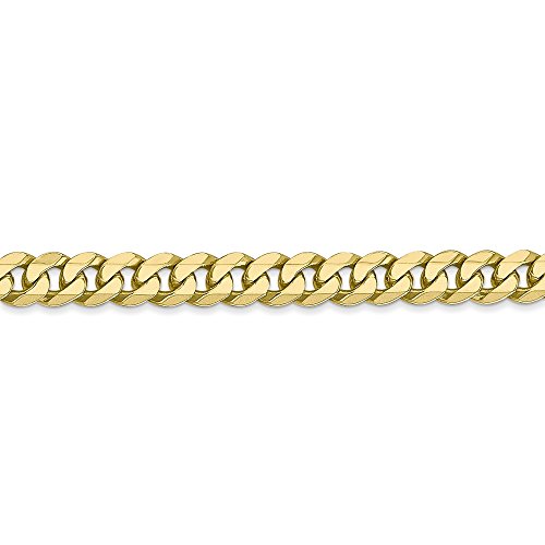 Solid 10K Yellow Gold 5.75Mm Flat Beveled Curb Cuban Bracelet - With Secure Lobster Lock Clasp 7" #TOP2