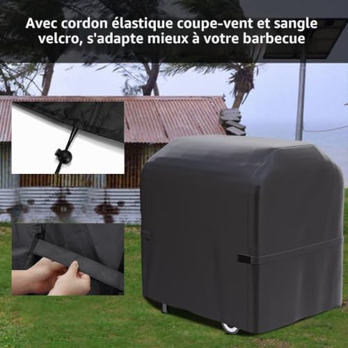 Gurkkst Housse de barbecue imperméable, résistante aux intemperies, 420D Oxford pour barbecue, couverture de barbecue (105 x 49 x 102 cm) – vue 6