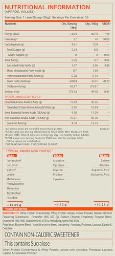 Image of FUELONE Whey Max (Chocolate, 2kg / 4.4lbs) | Whey Protein Concentrate & Whey Protein Isolate | 27g Protein