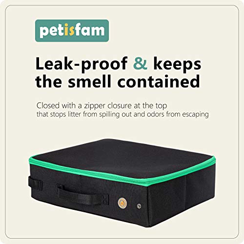 Petisfam Portable Cat Travel Litter Box With Zipped Lid, Medium, No Leakage, No Smell, Easy To Carry, Easy To Use In Hotels, Car, Black #TOP1