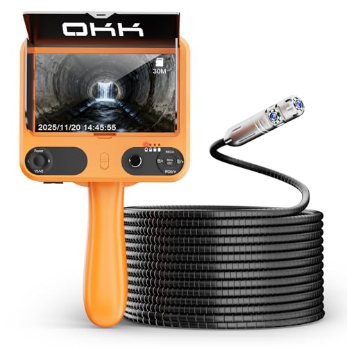 Dual-Lens Industrial Endoscope with Digital Visual Inspection Camera, IP68 Waterproof Sewer Camera Features a 7-inch LCD Screen, 6 LED Lights, 16.4 ft Semi-Rigid Cable, and 16GB Storage Card