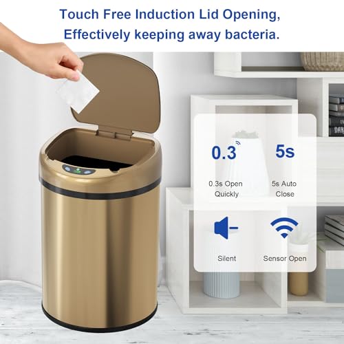 Caneca de Basura Sensor Automático Acero Inoxidable 3.5 Gal miniatura 2