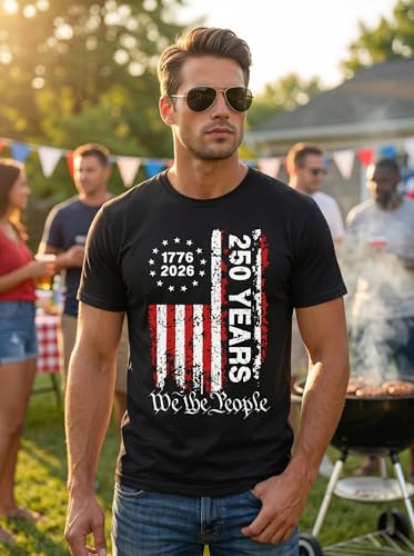 250 Anniversary USA Shirt Mens Patriotic Shirts 4th of July Shirts 1776-2026 T-Shirt 250 Years Tee Tops Black