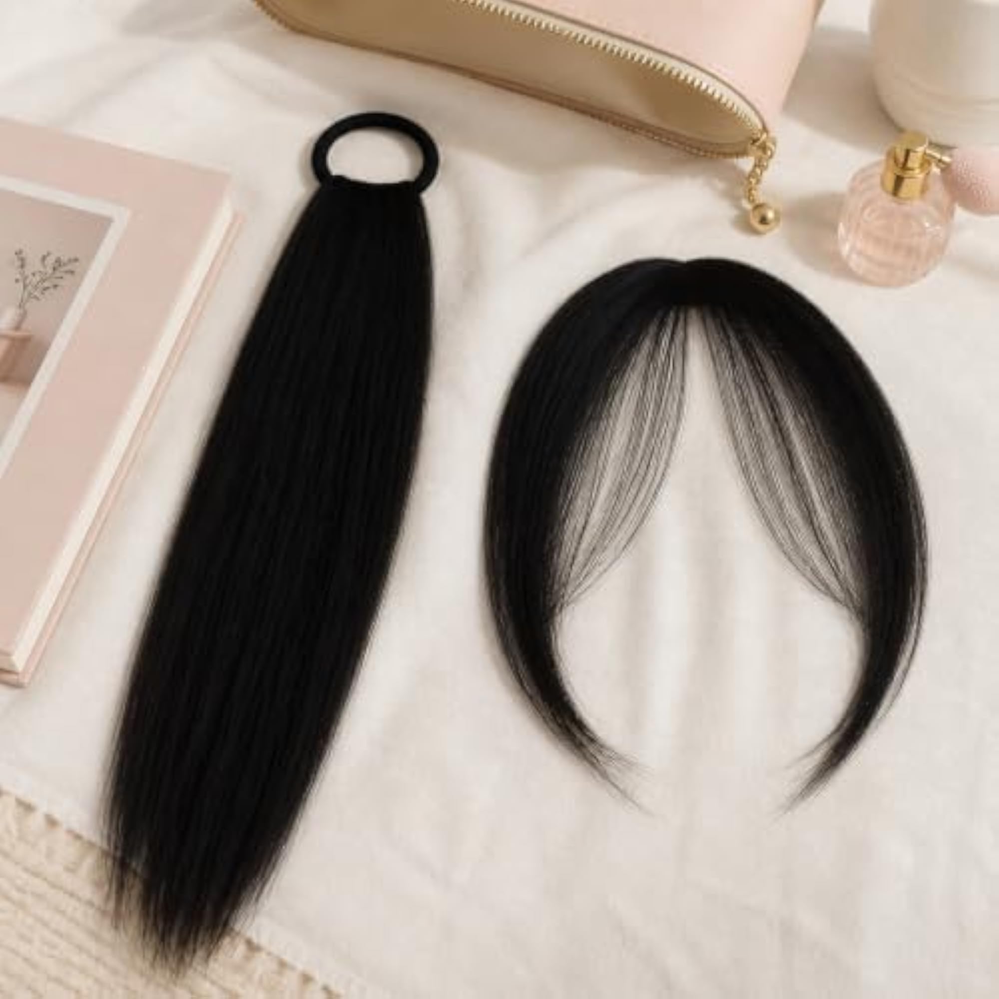 2Pcs Natural Black Hair Ponytail Extensions for Women