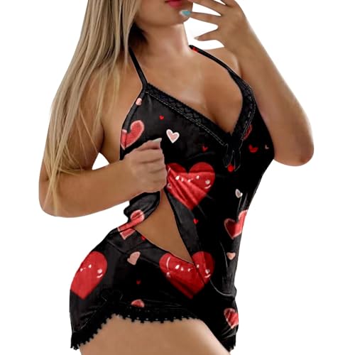 Women Pajama Sets Valentines Sexy Lace Spaghetti Strap Tops And Pj Shorts Love Print Soft Fashion Sleepwear Loungewear