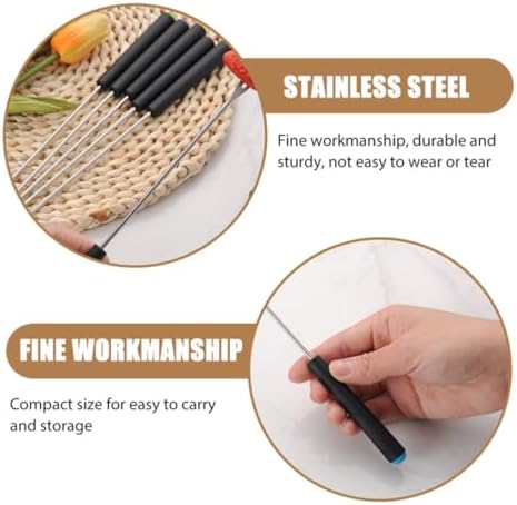 Toyvian 6pcs Stainless Steel Fondue Forks Heat Resistant Handles for Chocolate and Cheese, Secure Candy and Fruit Holders, Easy to Clean, for Home and Parties — view 2