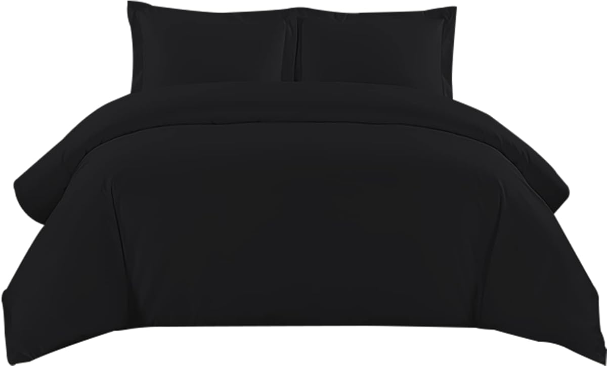 Sunshine Comforts king Size Bedding Set - 100% Soft Brushed Microfiber Quilt king Size Duvet Cover with Pillow Cases - Breathable & Anti Wrinkle 200 Thread Count kingsize Duvet Cover Set (Black)