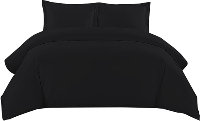 Sunshine Comforts king Size Bedding Set - 100% Soft Egyptian Cotton Quilt king Size Duvet Cover with Pillow Cases - Breathable & Anti Wrinkle 200 Thread Count kingsize Duvet Cover Set (Black)
