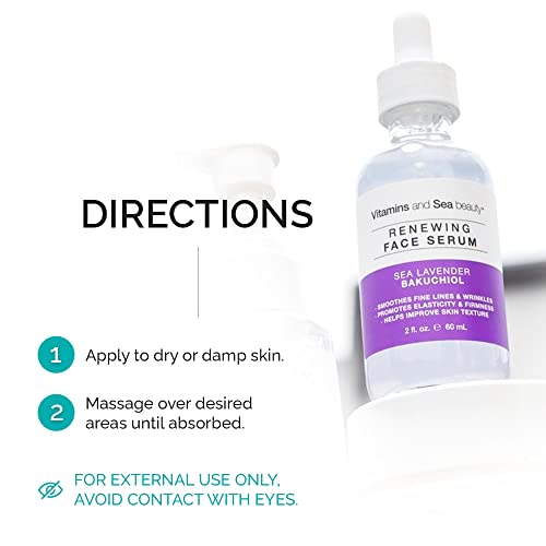 Vitamins And Sea Beauty Sea Lavender And Bakuchiol Serum, Anti-Aging Firming And Smoothing Collagen Boosting Face Serum For Fine Lines And Wrinkles, Sagging Skin, 2 Fl Oz #TOP5