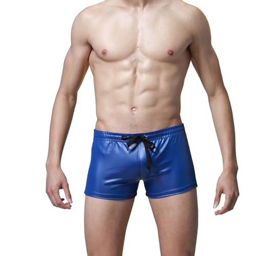 Patent Leather Swimming Trunks Beach Shorts Drawstring Men's Swimwear2