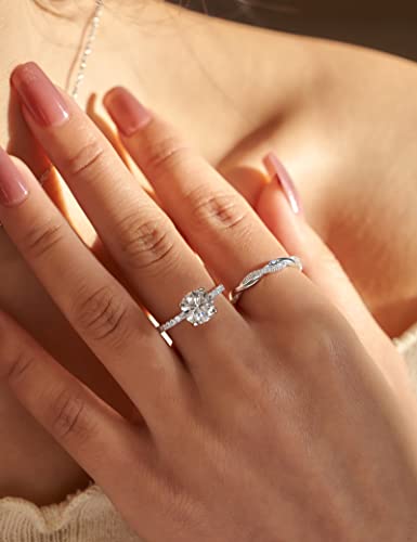 Oivley 1.5Ct Engagement Rings For Women Sterling Silver Rings With 18K White Gold Plated Cubic Zirconia Wedding Rings For Women Promise Rings For Her-70 #TOP3