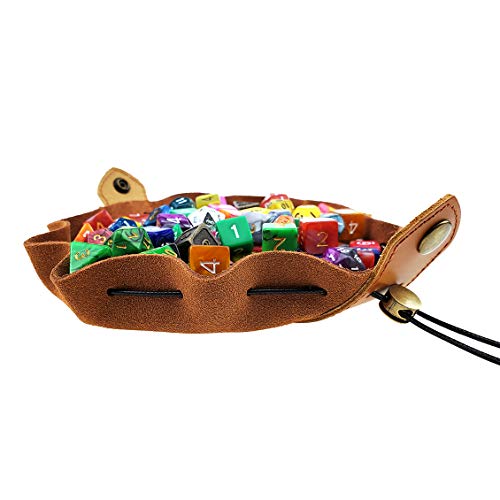 Image of Celtic Tree DND Gifts Dice Bag - Tray with Drawstring & Button Genuine Leather Dice Pouch Storage Bag for d&d Dices Jewelry Coin & Small Accessories