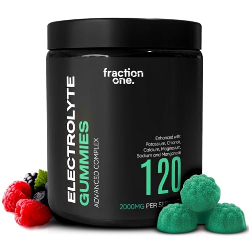 Fraction One Electrolyte Gummies – 120 Gummies – 2000 mg per Serving, Enhanced with Potassium, Chloride, Calcium, Magnesium, Sodium and Manganese – Supports Energy and Hydration – 60 Days Supply