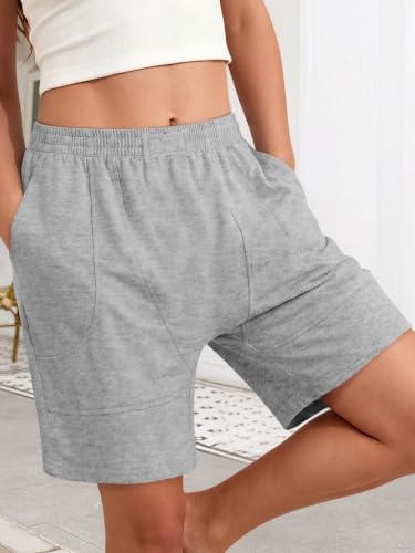 KISSMODA Women Bermuda Sweat Shorts High Waist Pockets Summer Lounge Workout Shorts — view 3