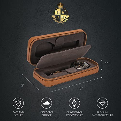 Houseofhiggins Modern Leather Watch Case For Men - Watch Travel Case - Storage Organizer & Display - Watch Accessory - Brown #TOP6