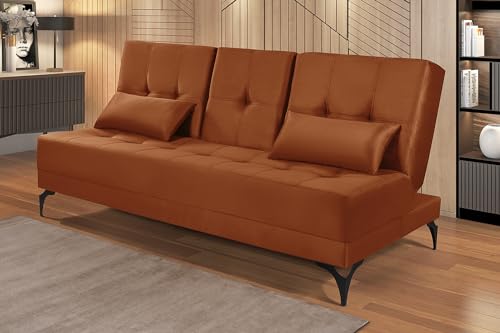 Sofá Cama Solteiro Colorado Reclinável 3 Posições Tecido Suede (Terracota)