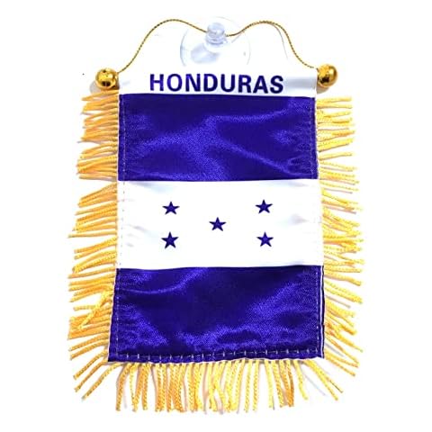 PRK 14 Honduras Flags for Cars Stickers Decals Honduran Flag Hanging Rearview Mirror Accessories Small Mini Banner Value Pack car Accessory Homes Windows Sticks to Glass Quality Made Mini Banners Cover