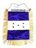 PRK 14 Honduras Flags for Cars Stickers Decals Honduran Flag Hanging Rearview Mirror Accessories Small Mini Banner Value Pack car Accessory Homes Windows Sticks to Glass Quality Made Mini Banners