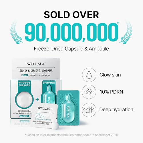 WELLAGE Hyper PDRN One-day Kit 7ea, Hydrating Peptide for Face, Korean Skin care, PDRN, Niacinamide, Hyalruonic acid, Pore minimizing 2-pack