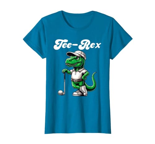 Tee Rex Golf T Rex Dinosaur Boys Men's Women's Kids Golfing T-Shirt, Women, Sapphire Blue, XX-Large