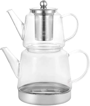 Borosilicate Glass Turkish Tea Maker Set, 2.1L, Heat Resistant UNIQUE