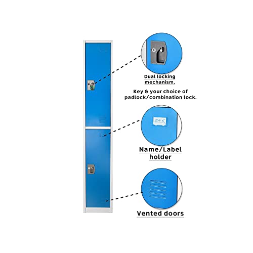 Adiroffice 72-Inch Double-Compartment Steel Tier Key Lock Blue Storage Locker, 4/Pack (629-202-Blu-4Pk) #TOP3