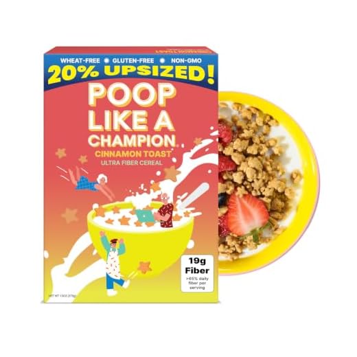 Poop Like A Champion High Fiber Cereal - Cinnamon Toast Flavor | Keto Friendly Low Carb Gluten Free & Healthy | Breakfast Essentials with Soluble, Insoluble & Psyllium Husk Powder