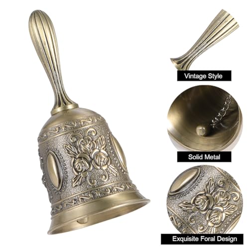 Hand Bell Service Bell Call Vintage Metal Hand Bells Dinner Bell Wedding Bell Hand Call Bells for Seniors Bedside,1 Pack