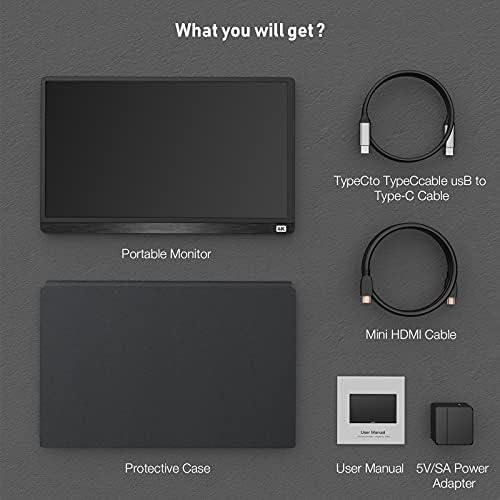 EYETOO Portable Monitor, 15.6 Inch 4K FHD IPS Second Screen Display with USB C HDMI, Dual Built-in Speaker, Eye Care Gaming Monitor for Laptop/PC/Mac/PS3/PS4/PS5/Xbox/Phone/iPad