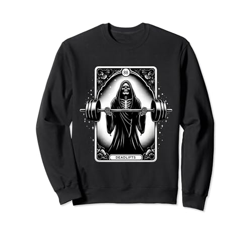Grim Reaper Deadlift Tarot Card Gothic Skeleton Workout Sudadera