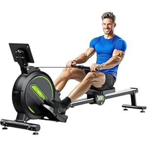 Riksion Rudergerät für Zuhause, Magnetisches Rudergerät mit LCD-Display, Heimrudergerät für Cardio-Training mit 16 Widerstandsstufen, 160 kg Belastbarkeit, Vertikal Verstaubar