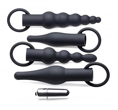 Set de 4 plugs anaux haut de gamme Master Series noir à boule vibrante