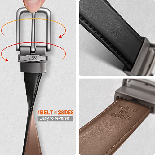 Kemisant Reversible Belts For Boy, Boys Leather Belts For Casual Dress Pants Jeans 1",Size Ajdustable #TOP3