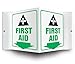 Accuform Signs PSP605 Projection Sign 3D, Legend "FIRST AID (ARROW DOWN)" with Graphic, 6" x 5" Panel, 0.10" Thick High-Impact Plastic, Pre-Drilled Mounting Holes, Green/Black on White