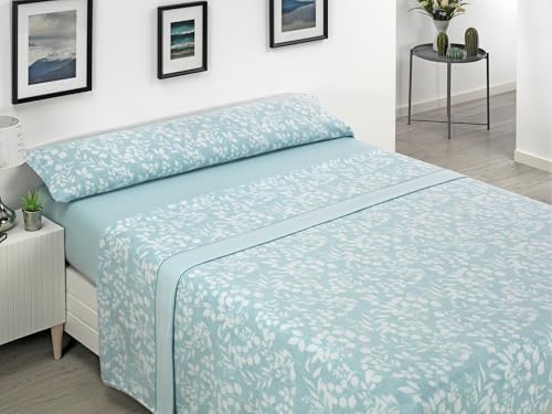 Cisne Rojo Juego de Sabanas Pirineo.Juego de Sabanas Invierno. Sabanas Estampadas Calentitas. Calidad y Diseño. para Cama 105 cm. Color Verde. Modelo Jara. (100147-105-V)