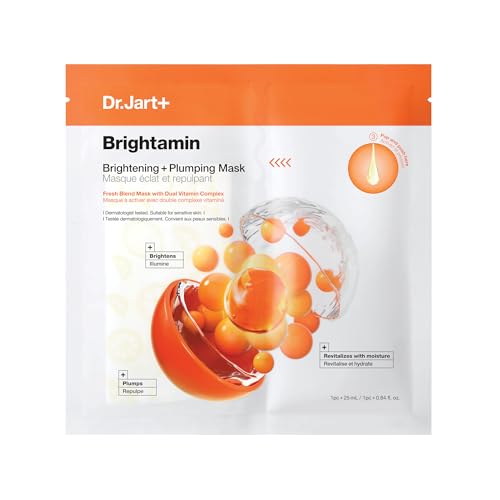 Dr.Jart+ Brightamin Brightening Plumping Face Mask with Vitamin C | Korean Skin Care | Travel Size, 1 Pack