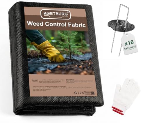 KOETBURG Unkrautvlies 1x10m Extra Stark – Reißfest & Wasserdurchlässig | Engmaschiges Gartenvlies als Bodengewebe für Hochbeet, Garten & Einfahrt – Inkl. 16 Erdanker & Handschuhe