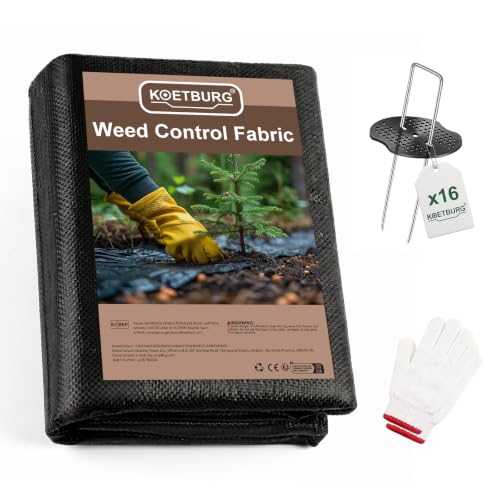 KOETBURG Unkrautvlies 1x10m Extra Stark – Reißfest & Wasserdurchlässig | Engmaschiges Gartenvlies als Bodengewebe für Hochbeet, Garten & Einfahrt – Inkl. 16 Erdanker & Handschuhe