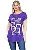 WearAll Women's Plus New York Slogan Print Short Sleeve Round Neck T-Shirt Ladies Top - Purple - 16 #3