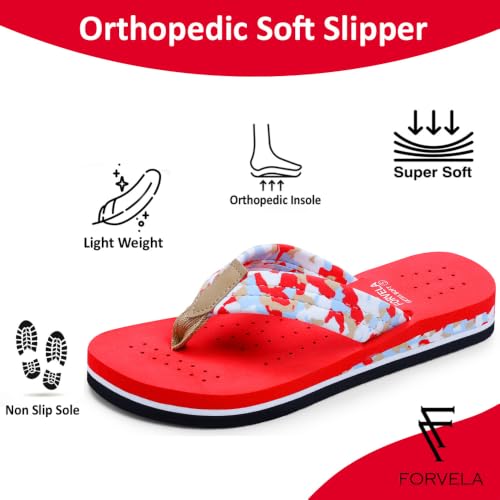 Image of FORVELA Camo Design Ortho Doctor Slipper for Women and Girls' Bathroom House Home Daily Use Dr. Chappal Orthopedic Diabetic Comfort Soft Flip flops