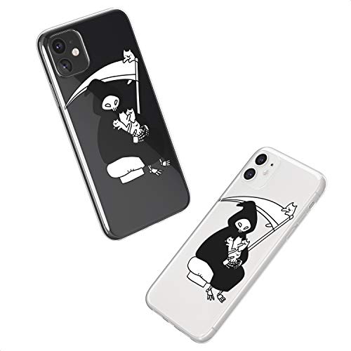 Mertak Clear Case Compatible With Iphone 14 13 Pro Max 12 Mini 11 Se Xr Xs 8 Plus 7 6S Grim Reaper Flexible Tpu Protective Lightweight Cats Design Girls Scythe Cover Death Slim Silicone Funny Women #TOP6