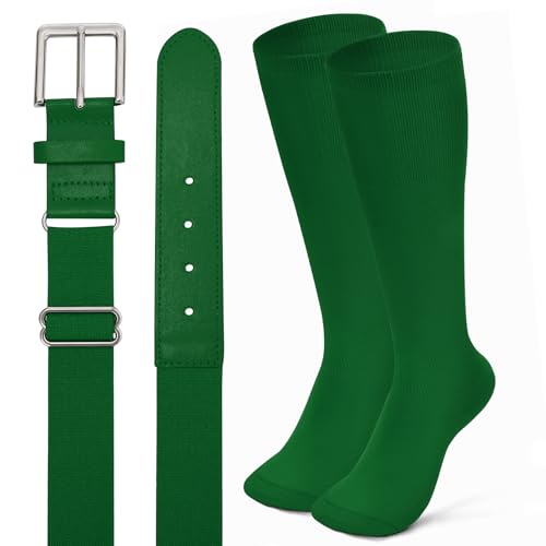 Image of XZQTIVE Baseball Softball Socks and Baseball Softball Belt Combo Set Knee-High Soccer Socks for Kids Youth Adult