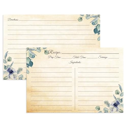 Recipe Cards 4x6, Vintage Blank Recipe Cards Double-Sided, 60 Count