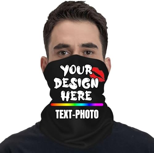Custom Neck Gaiter 1-100 PCS With Your Text Logo Photo Personalized Face Mask Design Your Own Customized Face Cover Funny Gifts Black