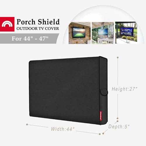 Porch Shield 44-47 inches Outdoor TV Cover Universal Weatherproof Protector for LCD, LED, Plasma Flat TV Screen, Compatible with Wall Mounts and Stands (Black) by Porch Shield - Image 2