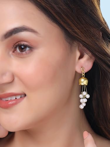 Image of Yellow Chimes Fashion Women Combo Earrings Set | 2 Pairs Korean Style White Earrings