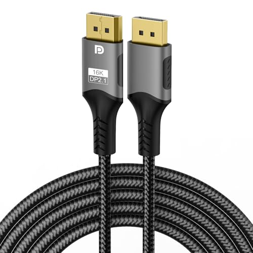 Bpzmm 2M Cable DisplayPort 2.1, Cable de vídeo 16K 8K, transmisión de datos 80Gbps para ordenadores, monitores y televisores